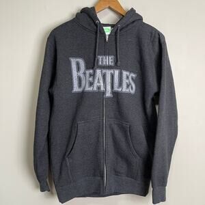 The Beatles 2005 Long sleeve full zip front graphic charcoal hoodie mens S